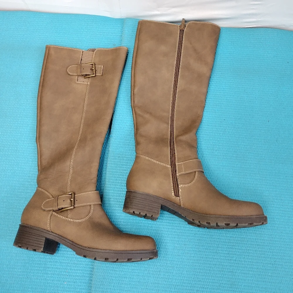 Sonoma Women's Knee High Boots Side Zip Low Heel Brown 6.5